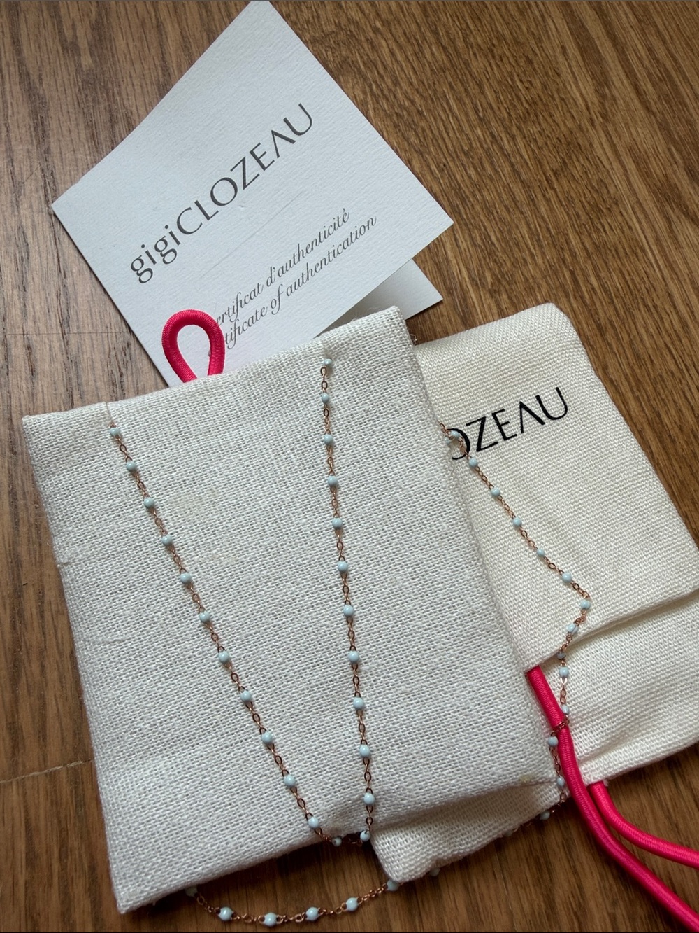 Gigi Clozeau Necklace - Rose Gold w/Blue